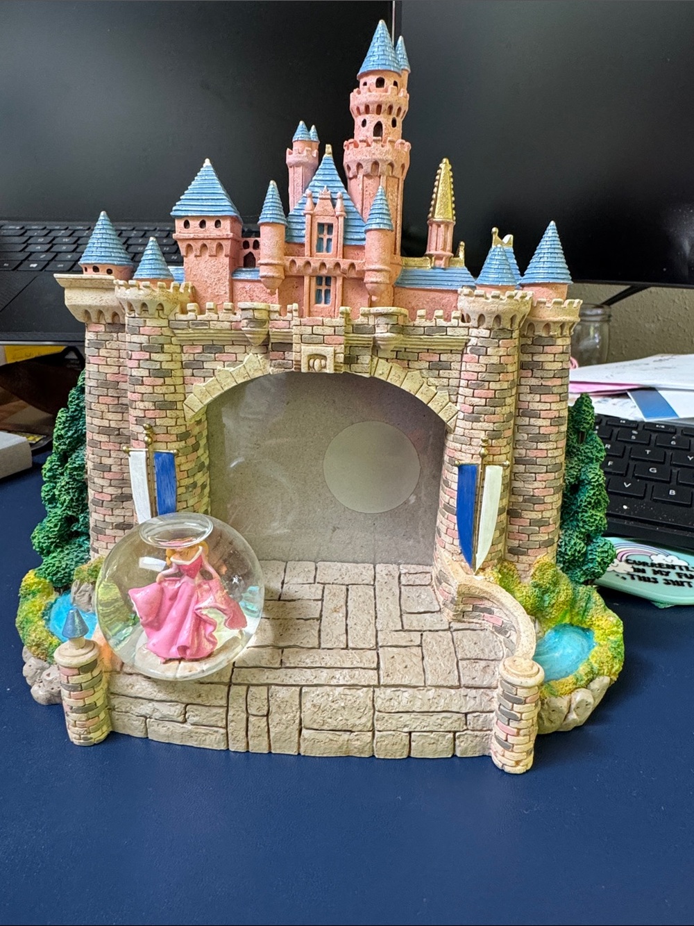 Vintage Disney Sleeping Beauty Castle Snow Globe Frame